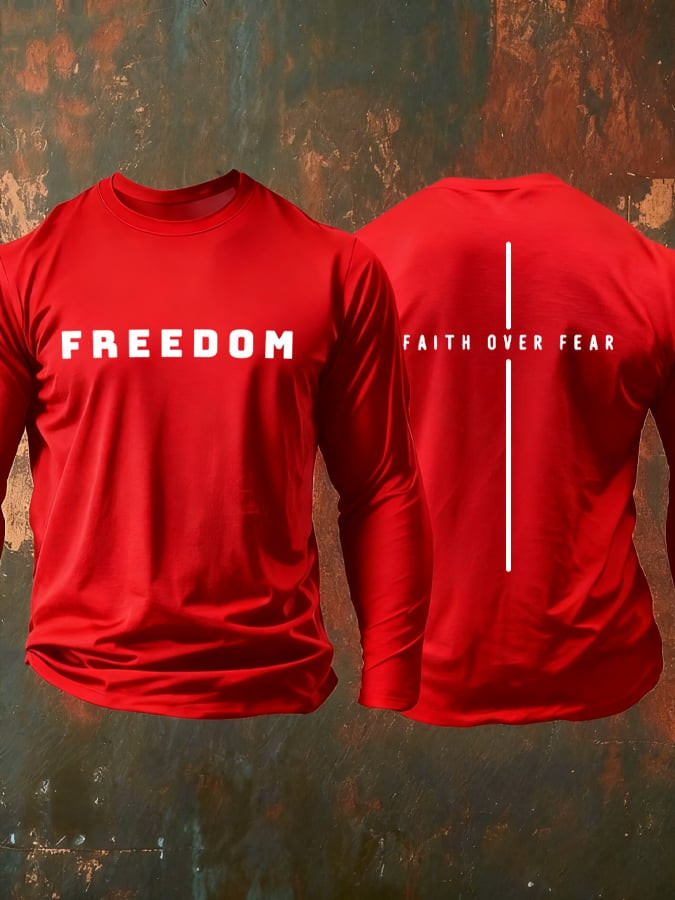 Freedom Charlie Kirk Red Long Sleeve Shirt Faith Over Fear Apparel Best Proud Gifts For Him
