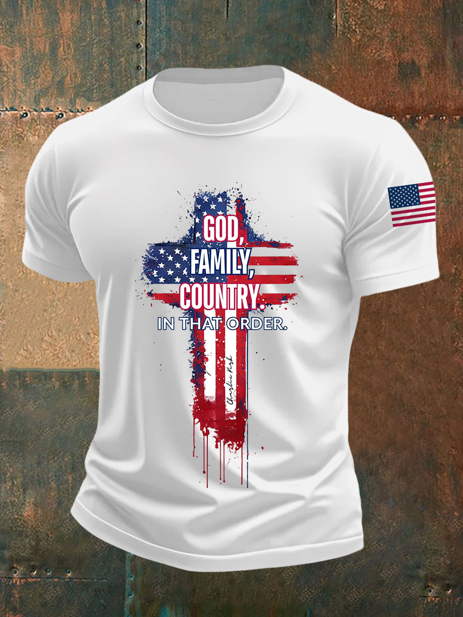 Freedom Charlie Kirk Short Sleeve Shirt God Family Country Charlie Kirk 47 Charlie Kirk Apparel