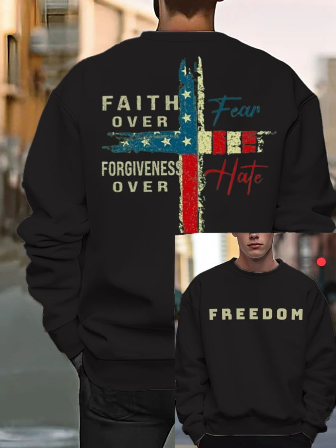 Freedom Charlie Kirk Sweatshirt Faith Over Freedom Forgiveness Over Hate Apparel Gifts