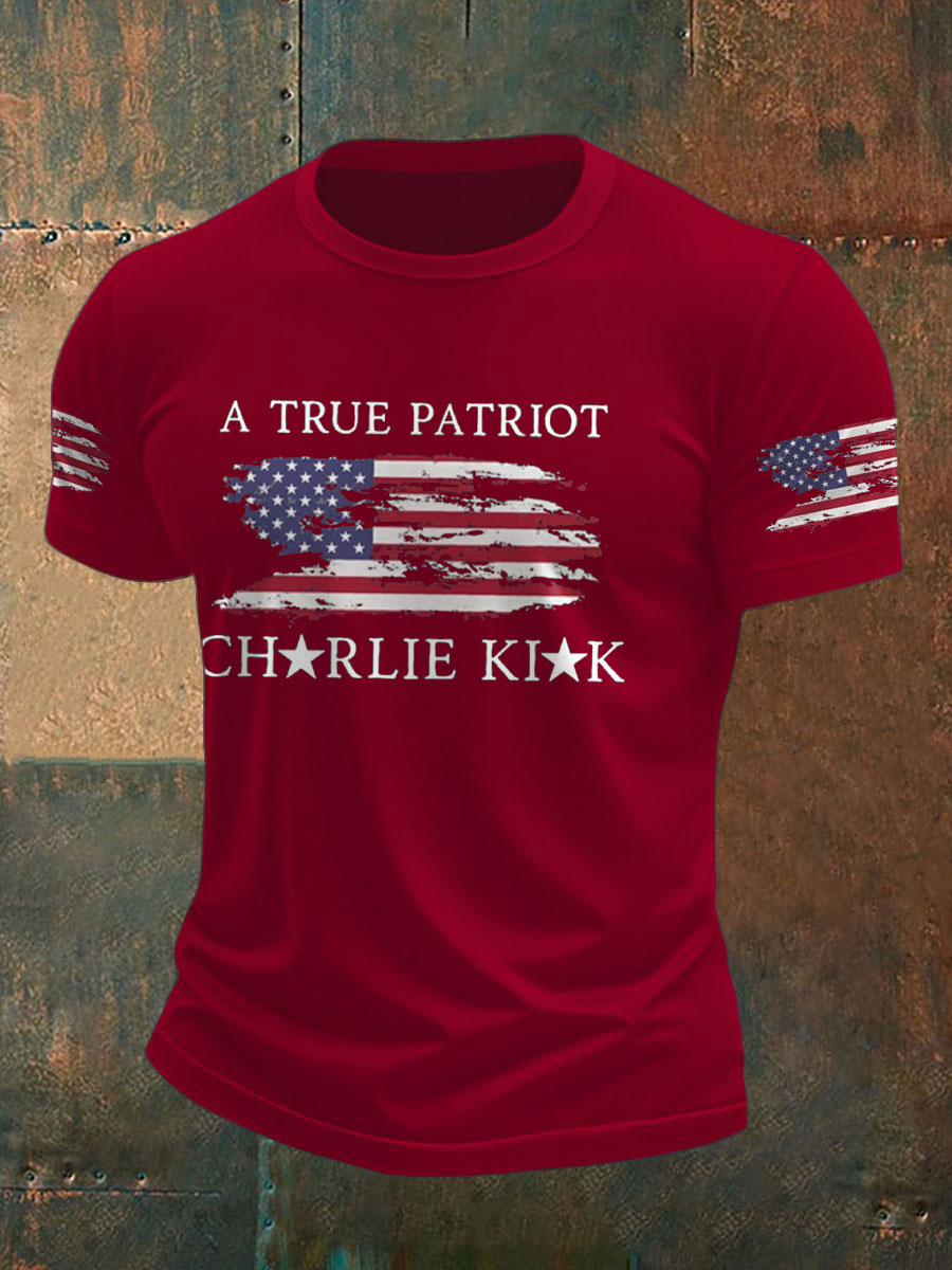 Freedom Charlie Kirk T-Shirt A True Patriot U.S Flag Charlie Kirk 47 Supporter Gifts