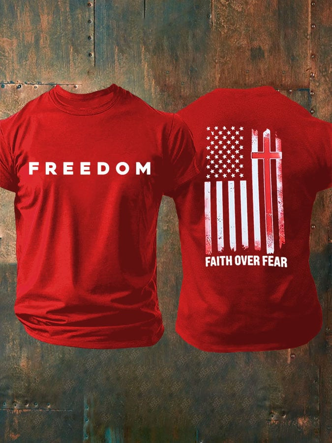 Freedom Charlie Kirk T-Shirt Faith Over Fear American Flag Apparel Unique Charlie Kirk Wear