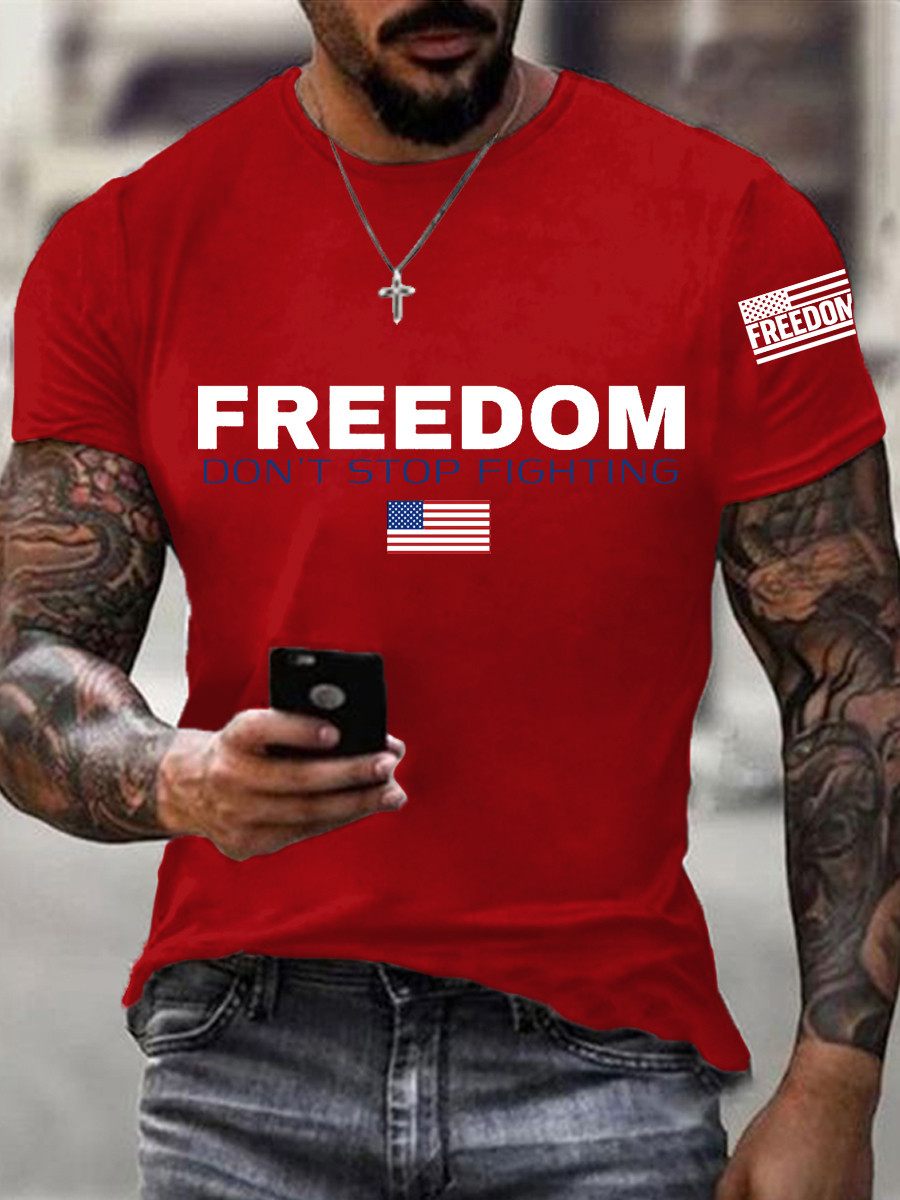 Freedom Charlie Kirk T-Shirt Freedom Don't Stop Fighting Red Charlie Kirk Shirt