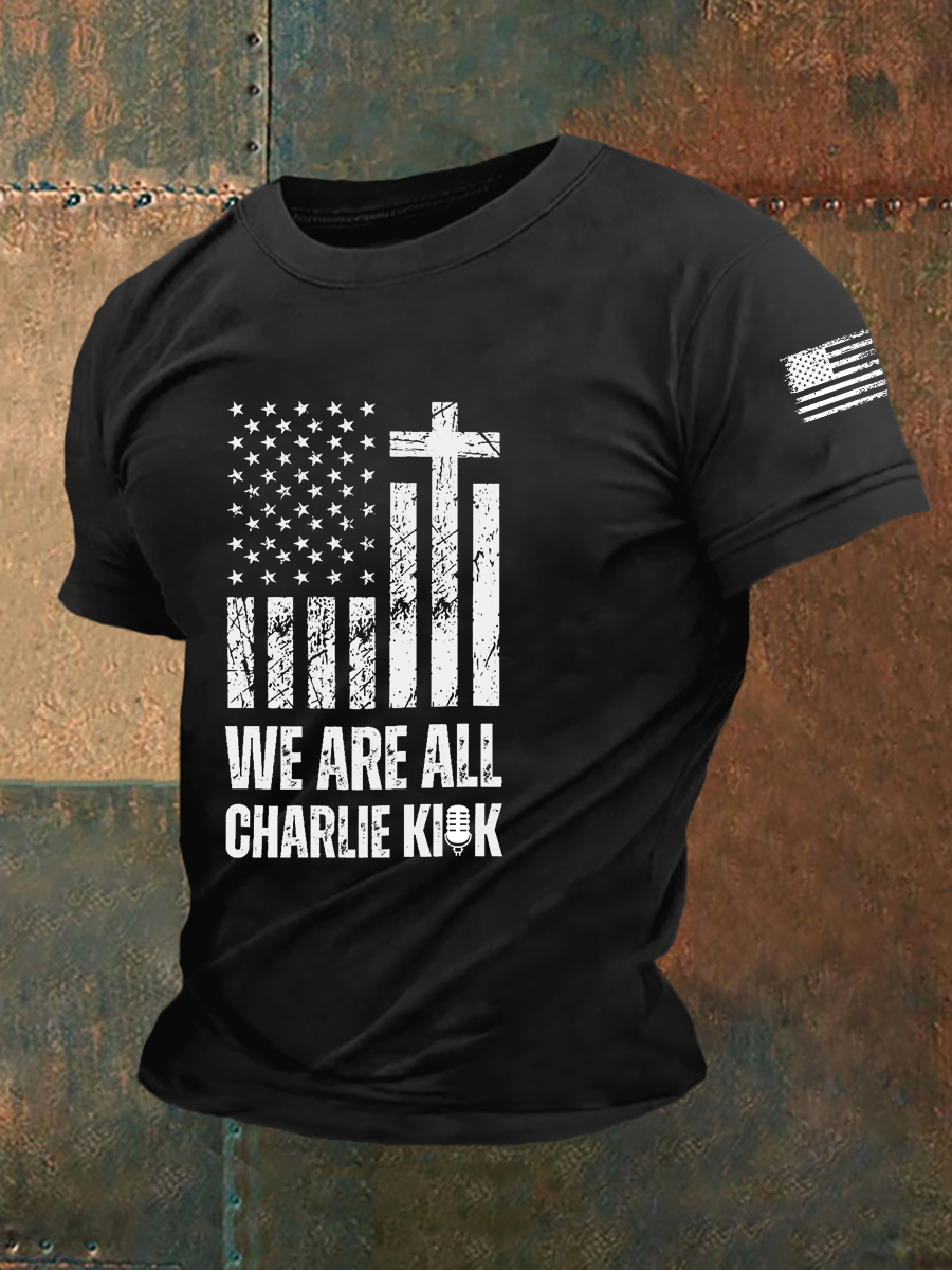 Freedom Charlie Kirk T-Shirt We Are All Charlie Kirk Cross U.S Flag Charlie Kirk 47 Merch