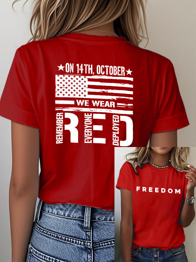 Freedom Charlie Kirk T-Shirt We Wear Red 14Th October Merch Gifts For Her