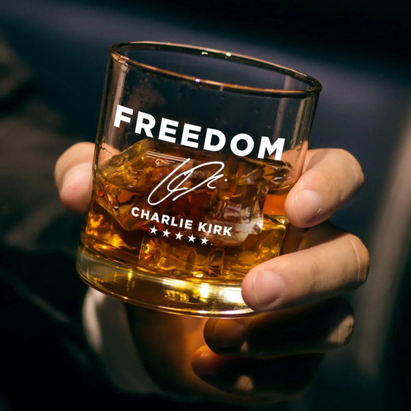 Freedom Charlie Kirk Whiskey Glass RIP Charlie Kirk Merch Patriotic Gifts For Husband