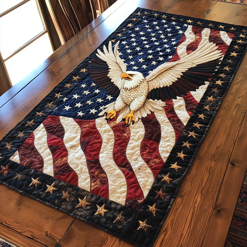 Freedom Eagle Quilted Table Runner Holiday Runner Dining Patriotic Best Eagle Gifts