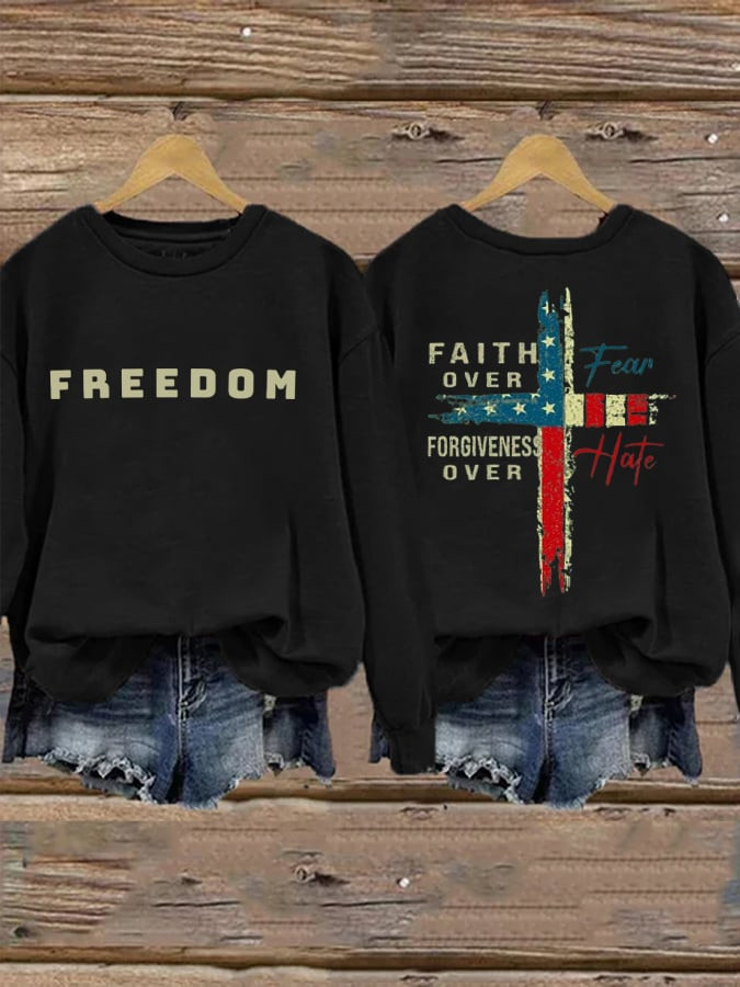 Freedom Faith Over Fear Charlie Kirk Sweatshirt Foreigners Over Hate Merch Gifts For Her