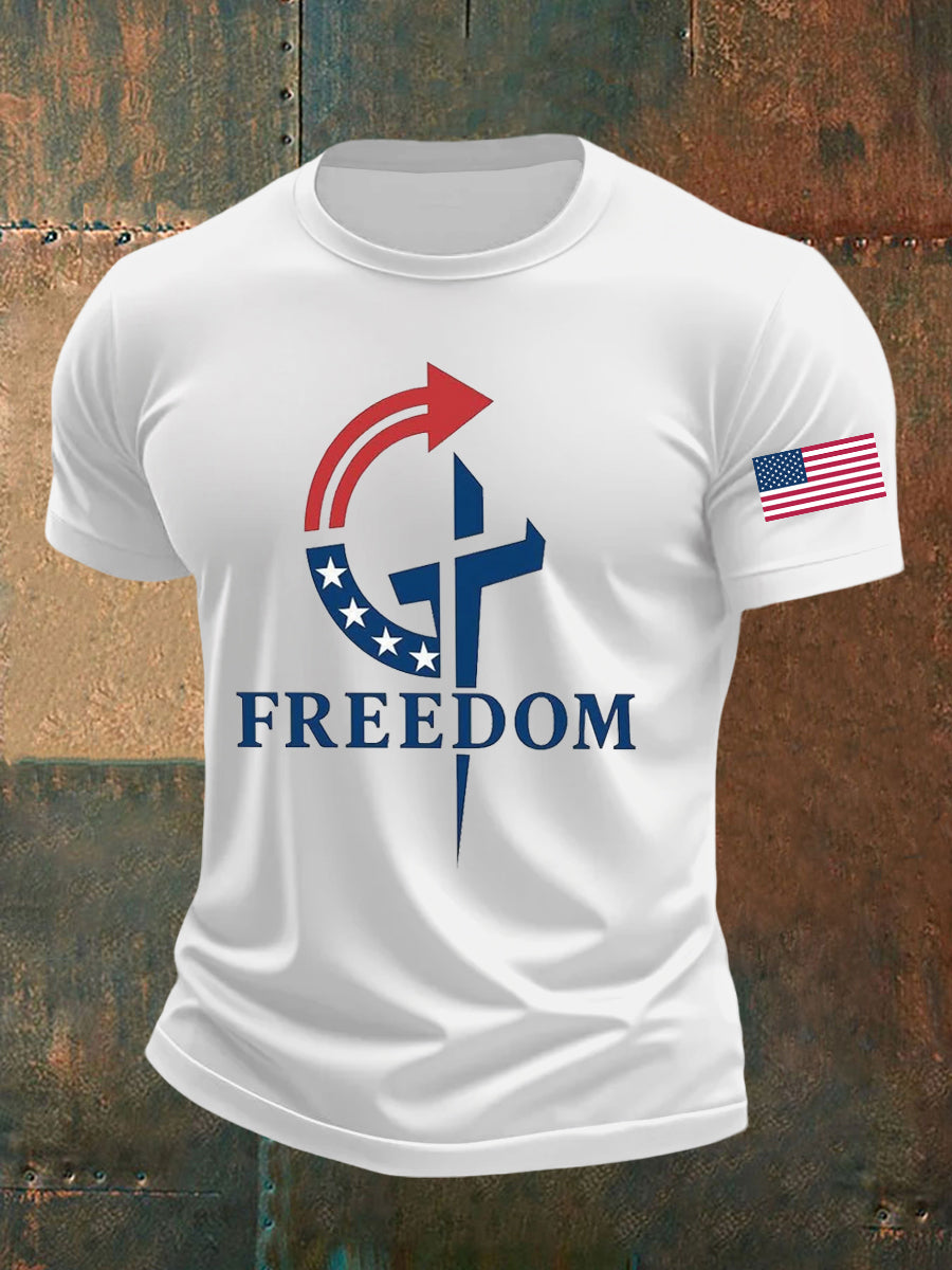 Freedom Faith Printed T Shirt White Charlie Kirk Maga