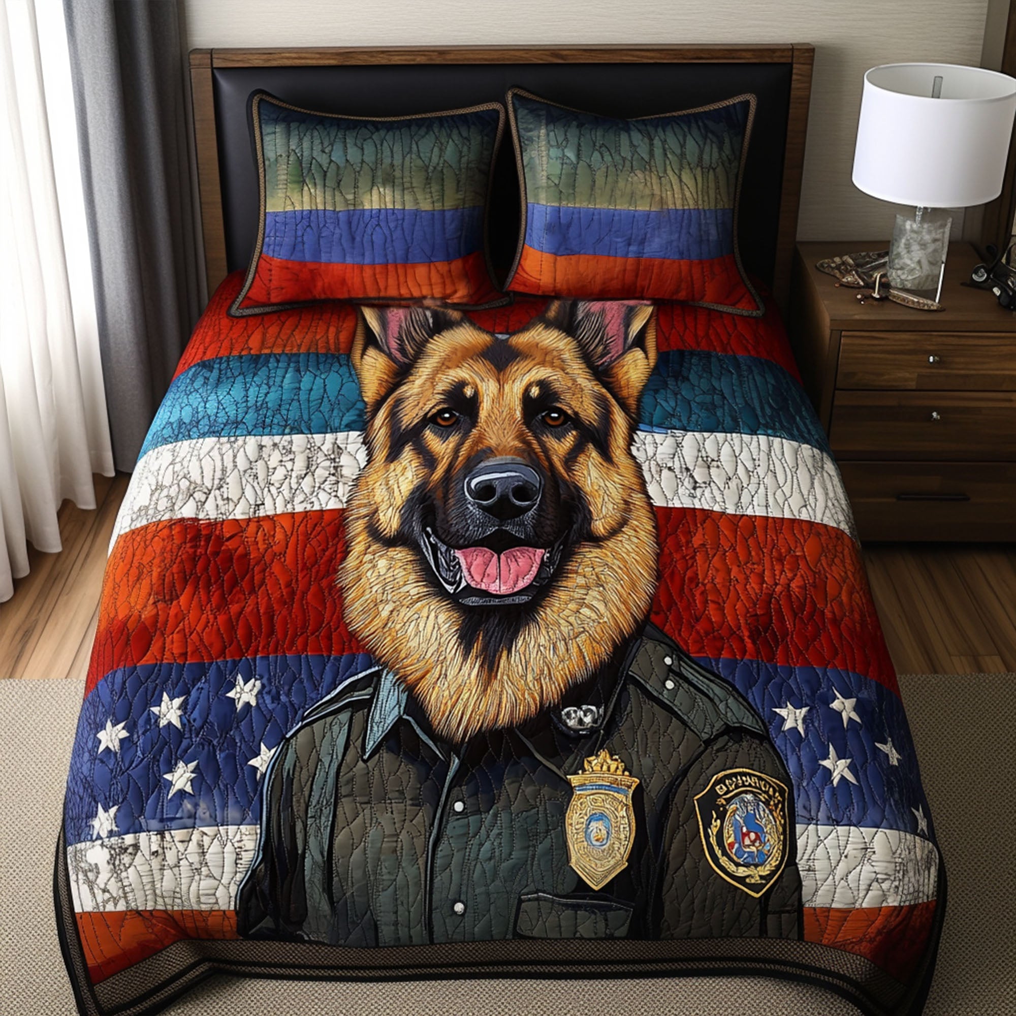 Freedom Fighter Quilted Bedding Set Luxury Comforter Gift Set for Him or Her