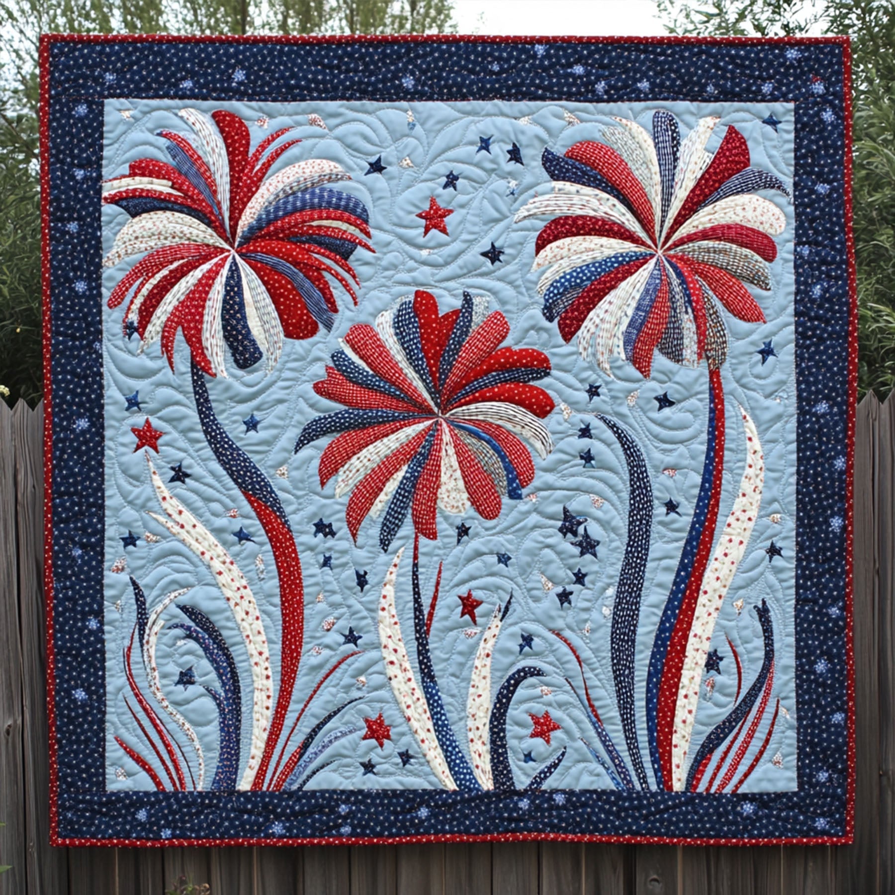 Freedom Fireworks Quilted Blanket Christmas Holiday Patriotic Gifts For Veterans
