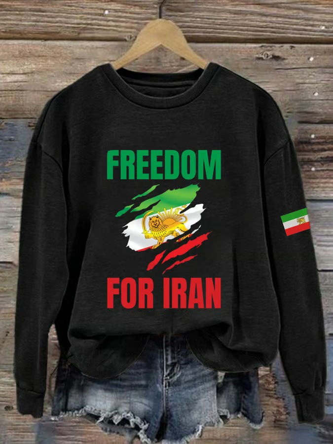 Freedom For Iran Sweatshirt Iranian Lion Sun Flag Crewneck Iran Pride Clothing Gift For Iranians