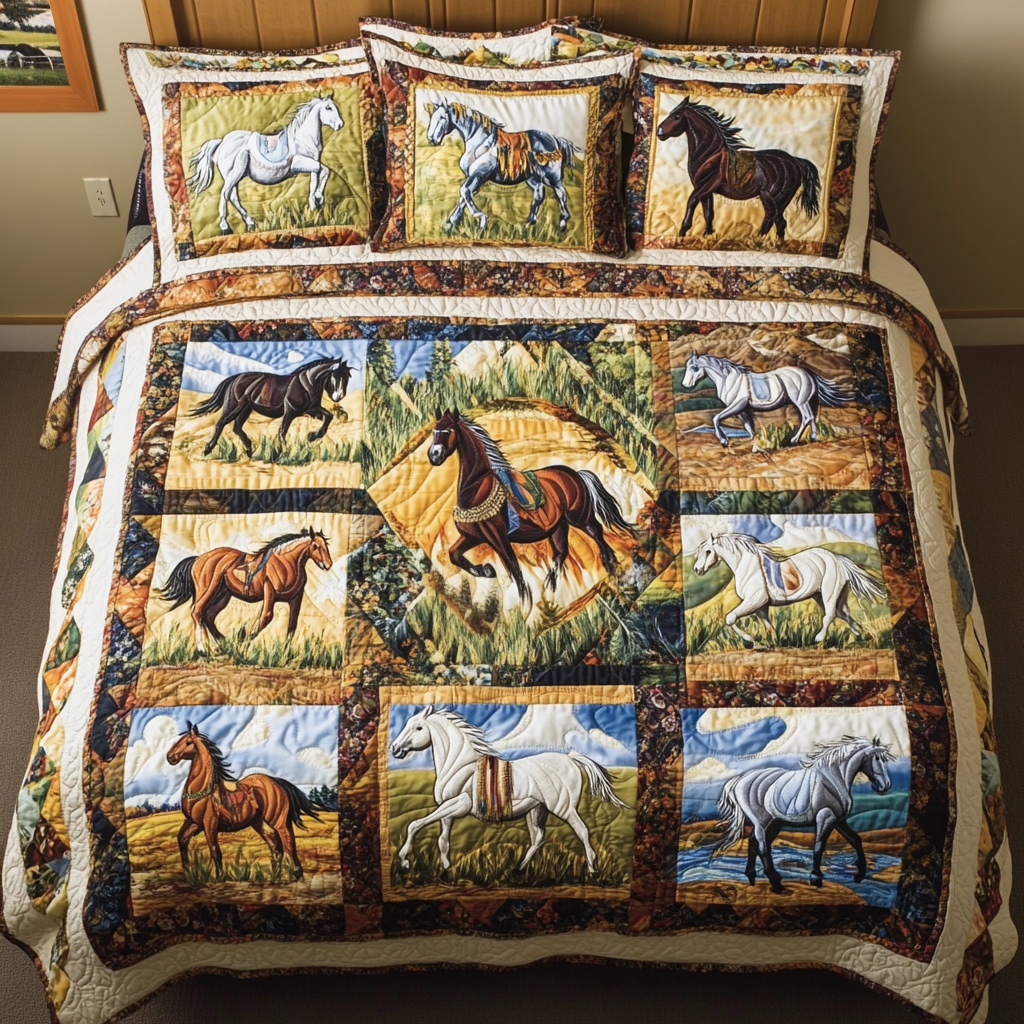Freedom Hooves Quilted Bedding Set Trendy Bedding Merch for Modern Homes
