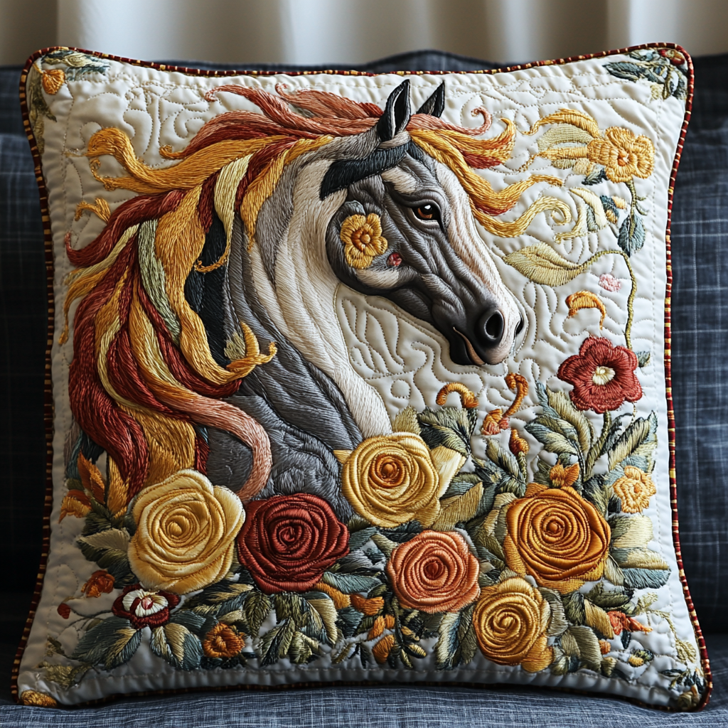 Freedom Horse Quilted Pillow Case Decorative Throw Pillow Covers Unique Gifts For Horse Lovers
