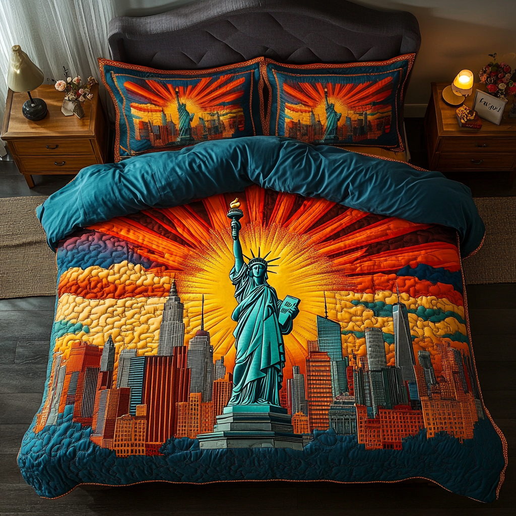 Freedom Icon Quilted Bedding Set Best Bed Sheet Set Patriotic Gifts For Him