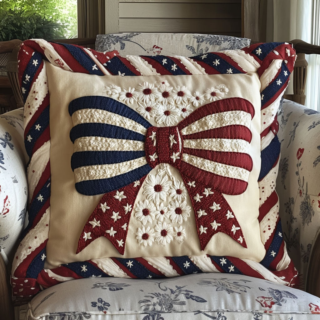 Freedom in Every Thread Quilted Pillow Case Decorative Pillow Cases Patriotic Gifts For Dad