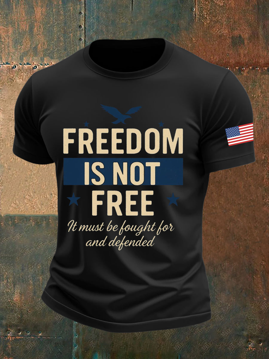 Freedom Is Not Free Charlie Kirk Printed T Shirt Black Charlie Kirk Freedom Merch
