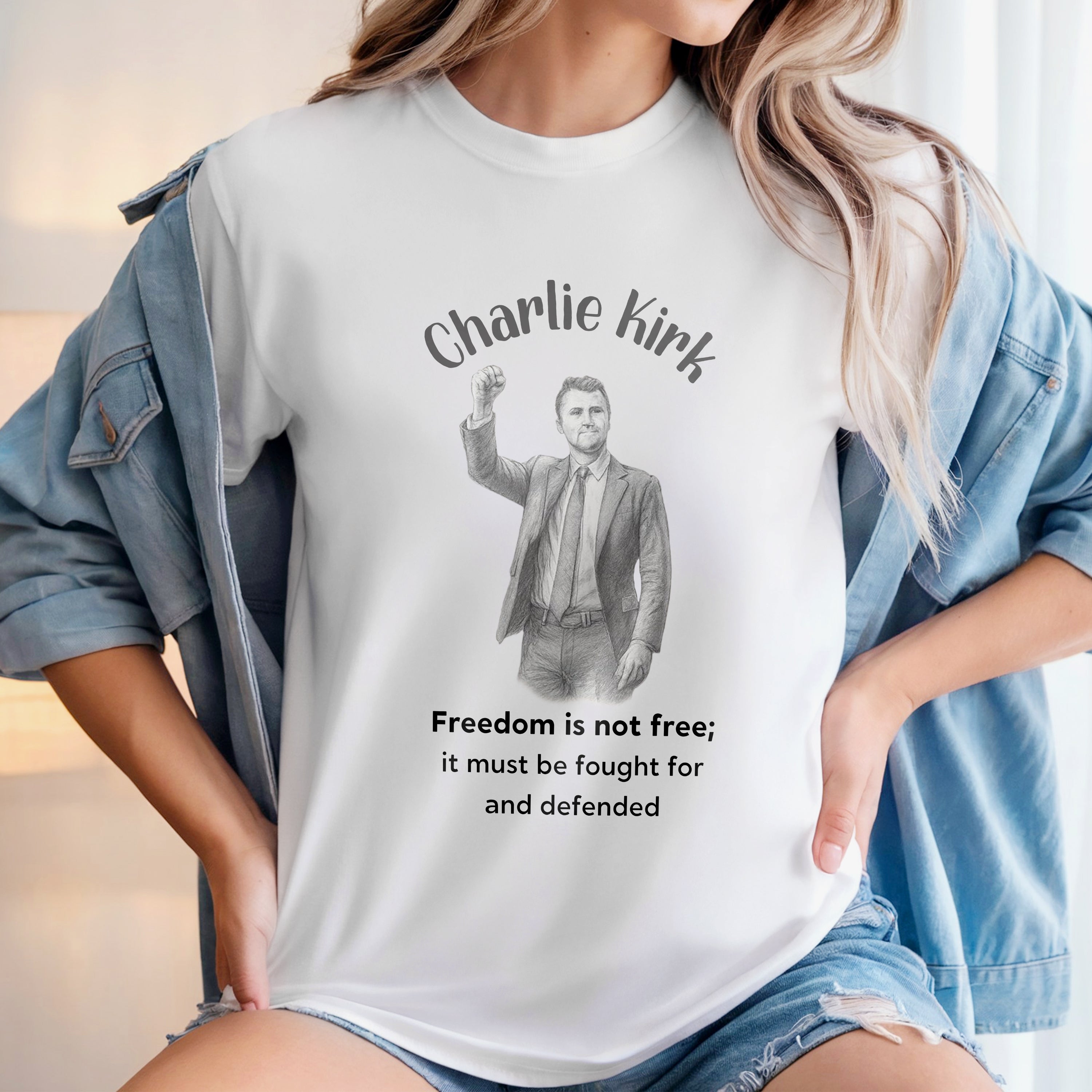 Freedom Is Not Free It Must Be Fought For And Defended Charlie Kirk Bright Shirt Gift for Free Speech Supporters