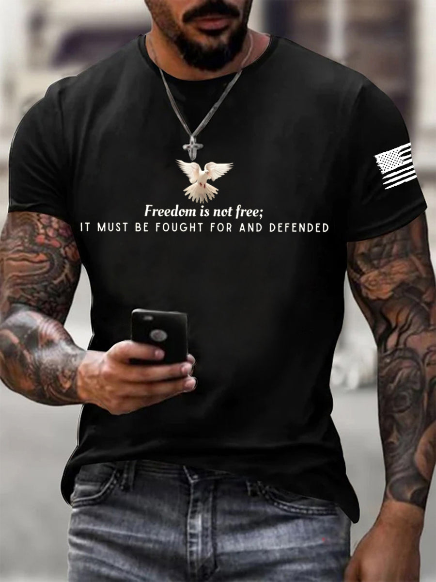 Freedom Is Not Free Print Short Sleeves T Shirt Black We Are Charlie Kirk Merch