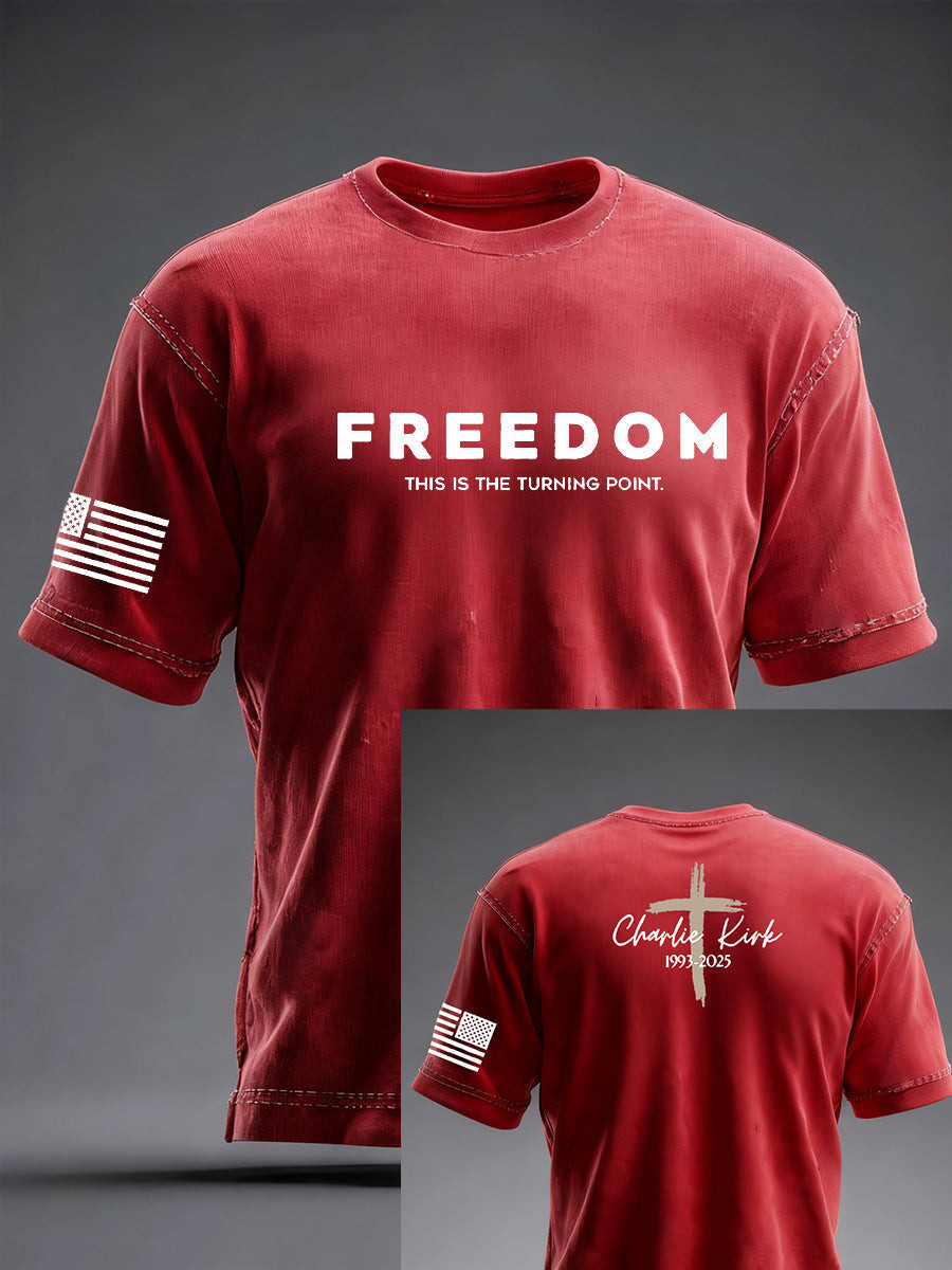 Freedom Is Not Free R I P Charlie Kirk Short Sleeve T Shirt Red Rip Charlie Kirk Clothing