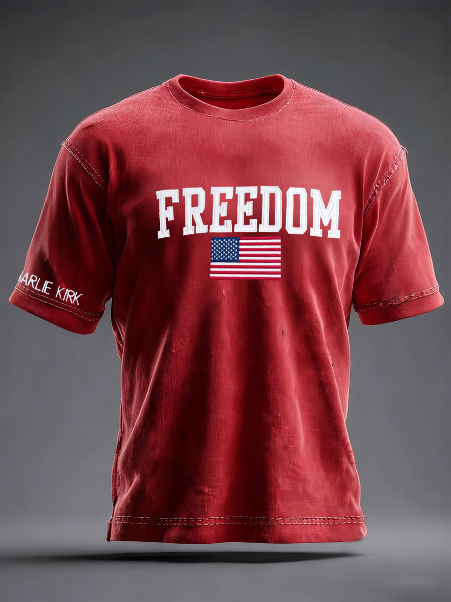 Freedom Is Not Free R I P Charlie Kirk Short Sleeve T Shirt Red Rip Charlie Kirk Merch