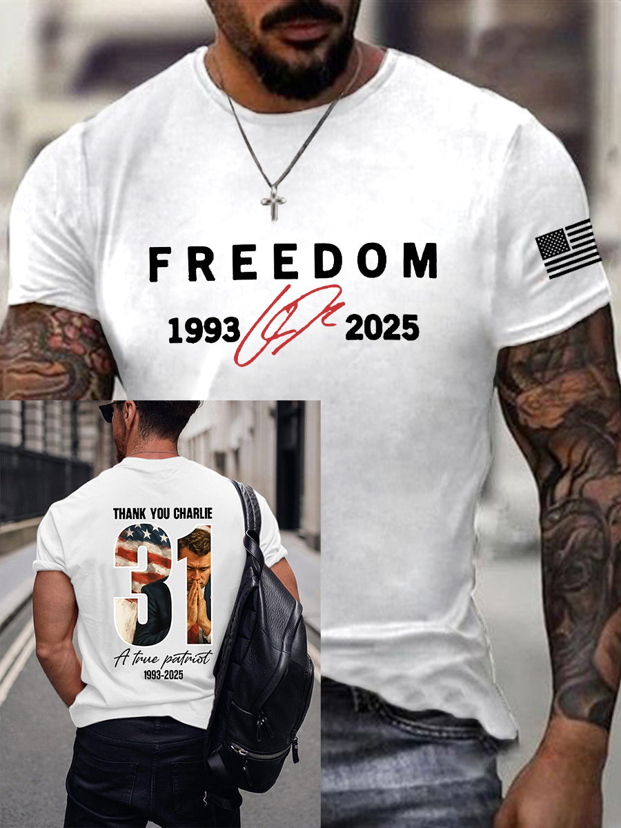 Freedom Is Not Free R I P Charlie Kirk Short Sleeve T Shirt White The Charlie Kirk Show Merch
