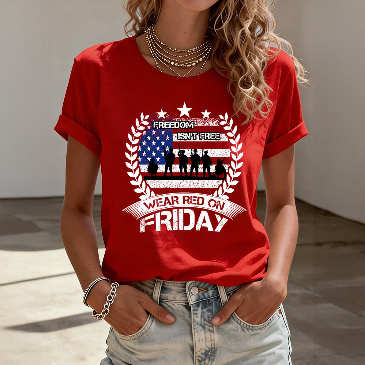 Freedom Isn't Free T-Shirt We Wear Red On Fridays Shirt Gift For Girlfriend