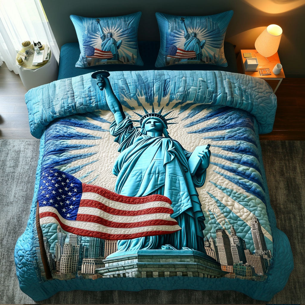 Freedom Light Quilted Bedding Set Best Bedspread Set Patriotic Themed Gifts