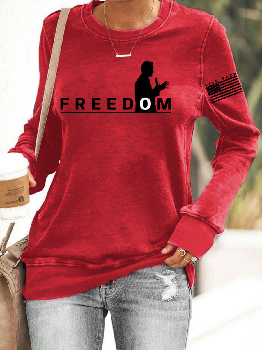 Freedom Live Free Print Swea T SHIRT Red Tpusa Freedom Merch