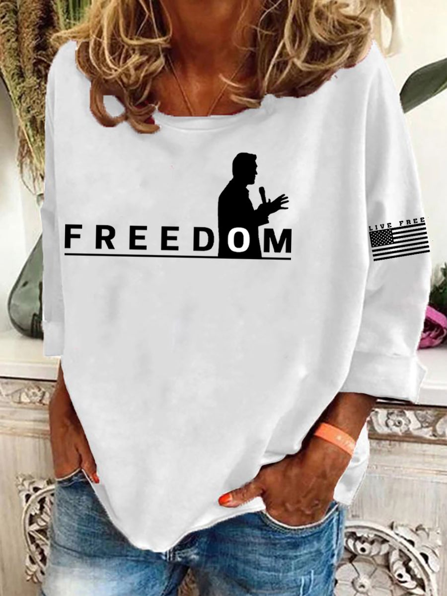 Freedom Live Free Print Swea T SHIRT White This Is The Turning Point Merch