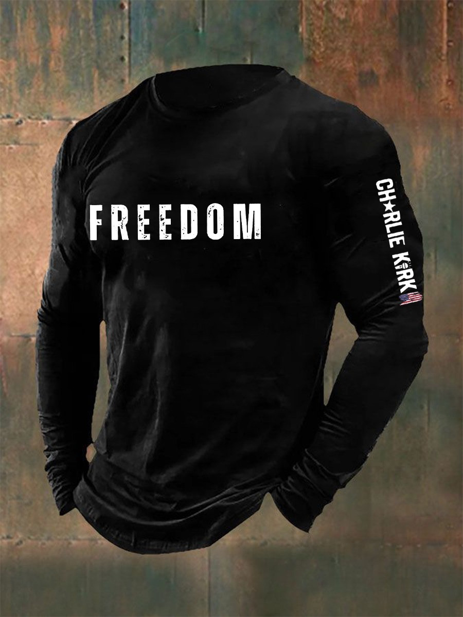 Freedom Long Sleeve Shirt Charlie Kirk USA Flag American Gifts For Republican Supporters