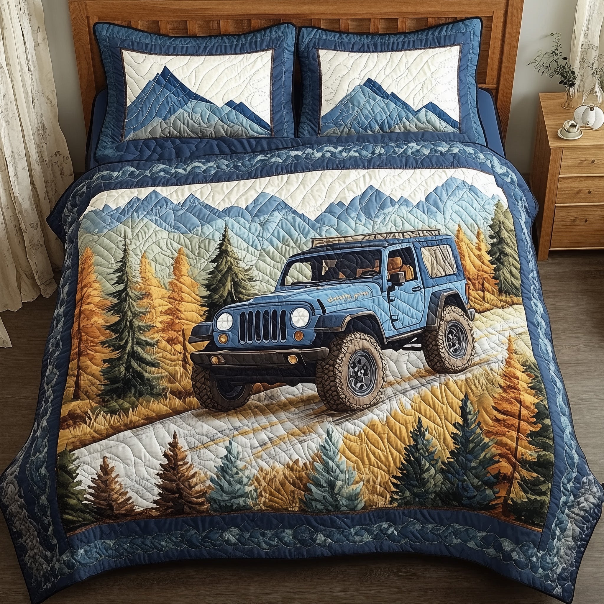 Freedom on Wheels Quilted Bedding Set Duvet Cover Merchandise Awesome Gifts For Camping Lovers