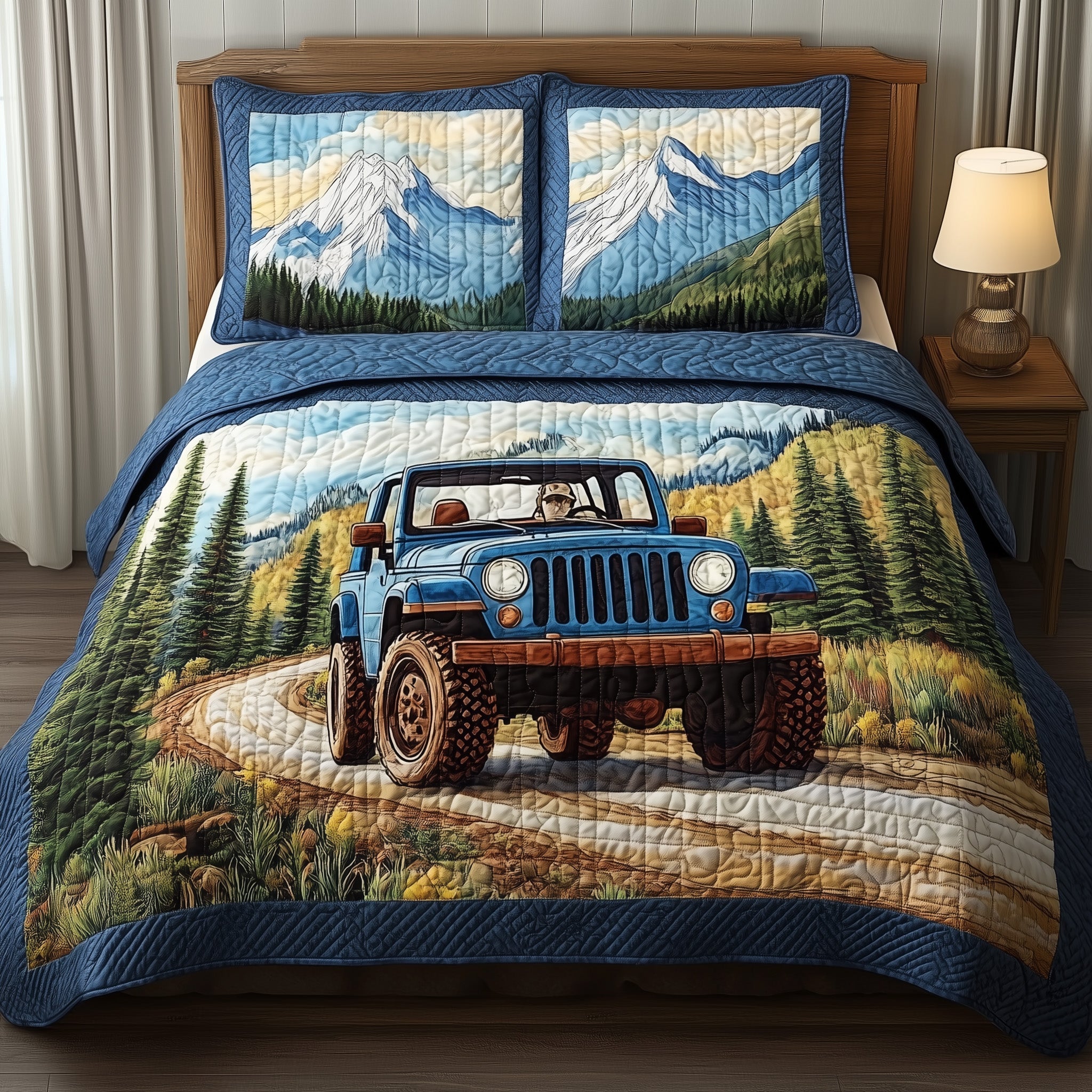Freedom on Wheels Quilted Bedding Set Duvet Cover Merchandise Gifts For Camping Lovers