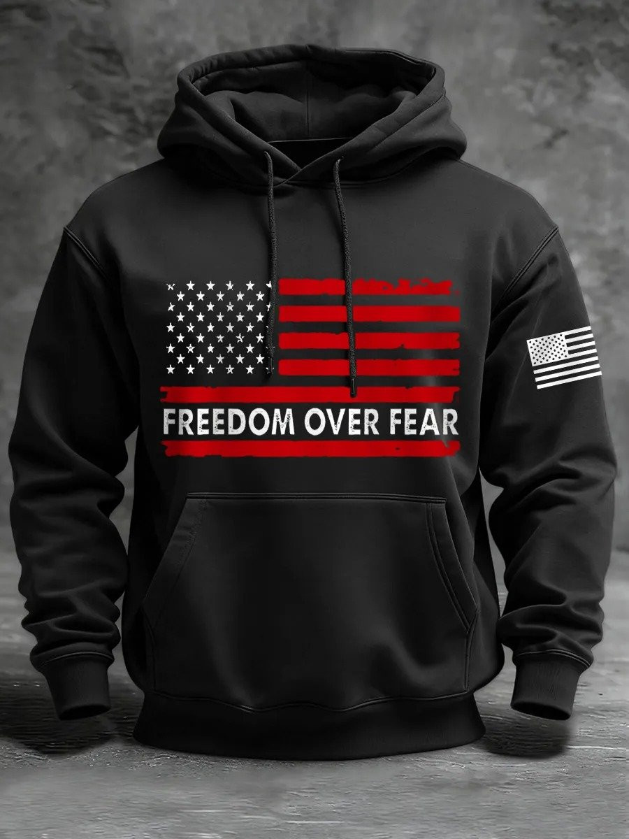 Freedom Over Fear Hoodie American Flag Patriotic Mens Hoodies 4Th Of July Present