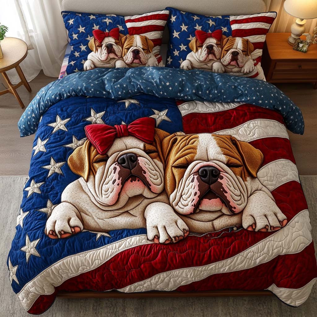 Freedom Pawtriot Quited Bedding Set Comfy Bedding Set That Adds Style and Warmth