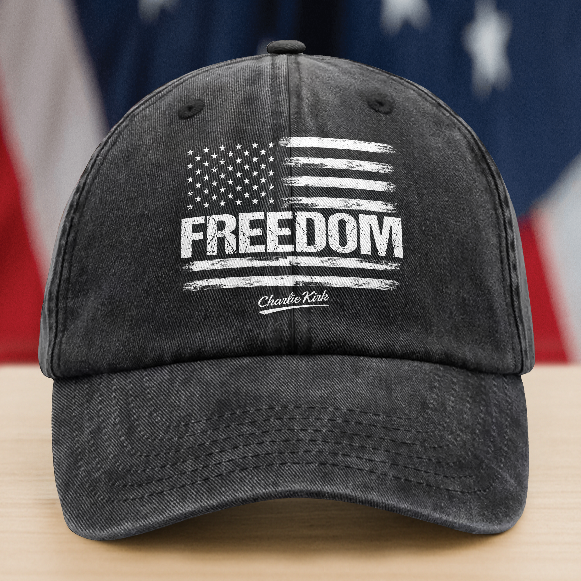 Freedom Pray For Charlie Kirk USA American Flag Patriotic Washed Baseball Cap Gift for Free Speech Supporters