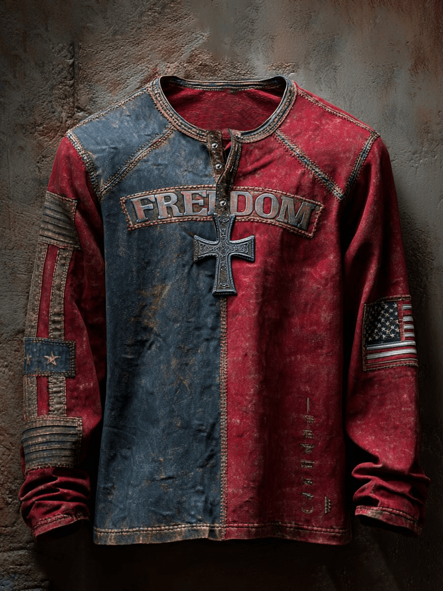 Freedom Print Casual Button T Shirt As Picture Freedom Shirt Charlie Wore