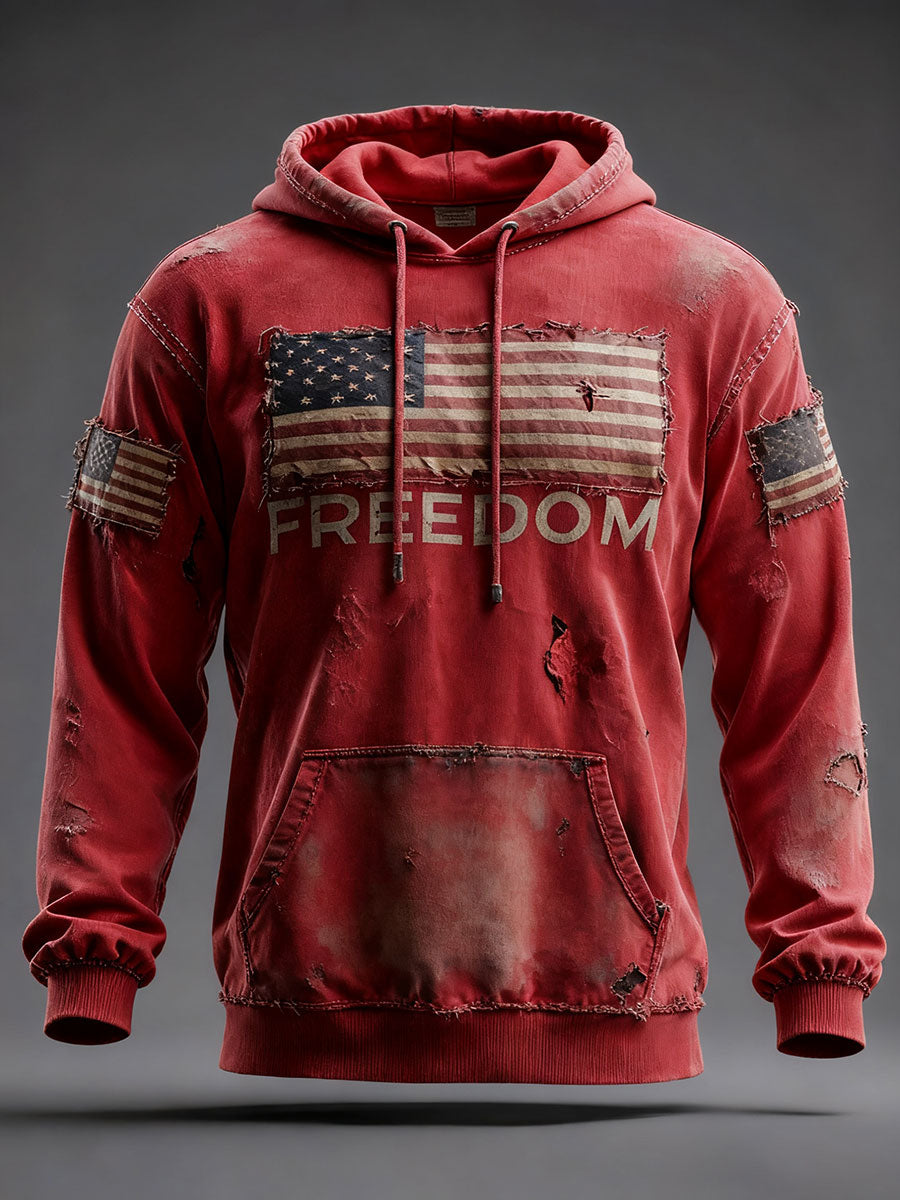 Freedom Printed Casual Hoodie Red Turning Point Usa Merchandise Store