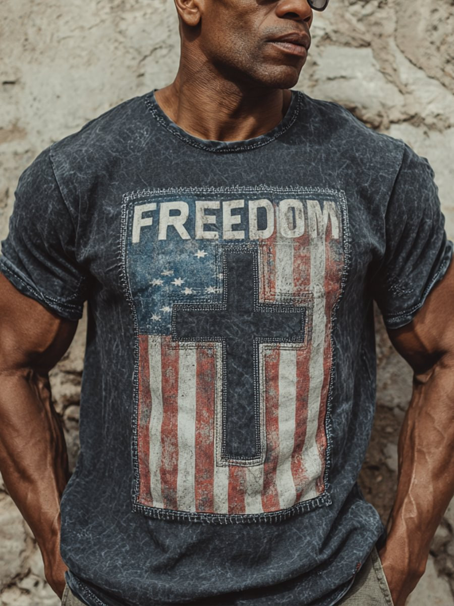 Freedom Printed Casual T Shirt As Picture Charlie Kirk 47 Clothing