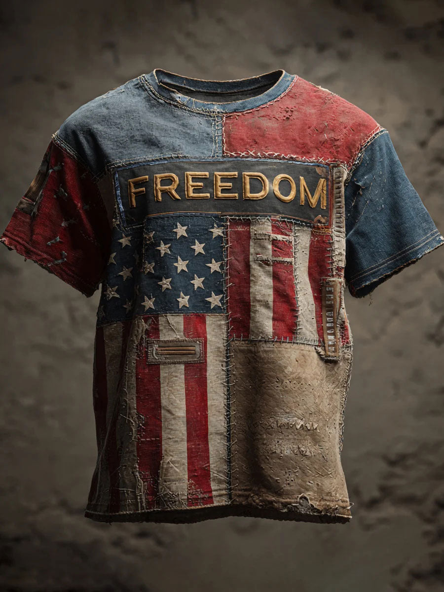Freedom Printed Casual T Shirt As Picture Charlie Kirk 77 Clothing