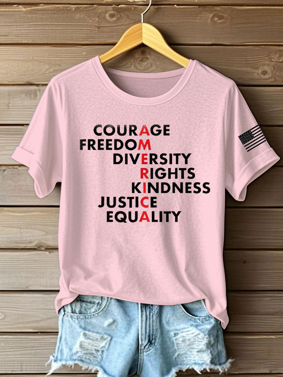 Freedom Printed Iron On Short Sleeve T Shirt Pink Charlie Kirk Clothing