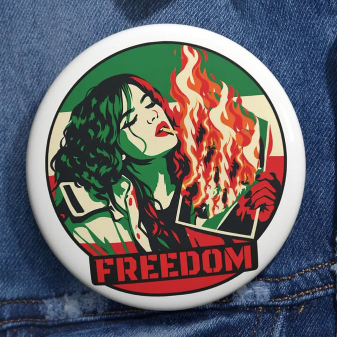 Freedom Protest Pin Button Free Iran Button Unique Present For War Protesters