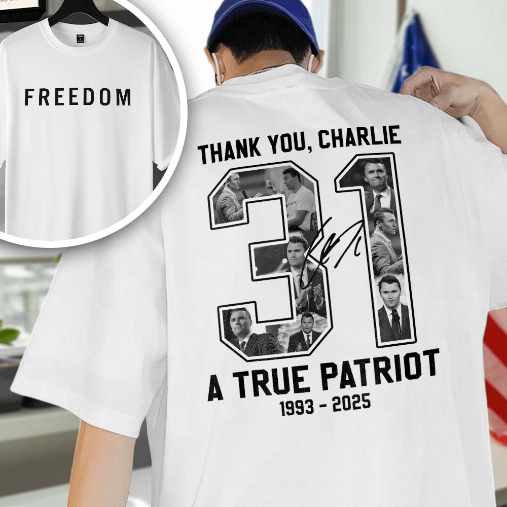 Freedom Rest In Peace Charlie Kirk Back and Front Bright Shirt Gift for Charlie Kirk Supporters