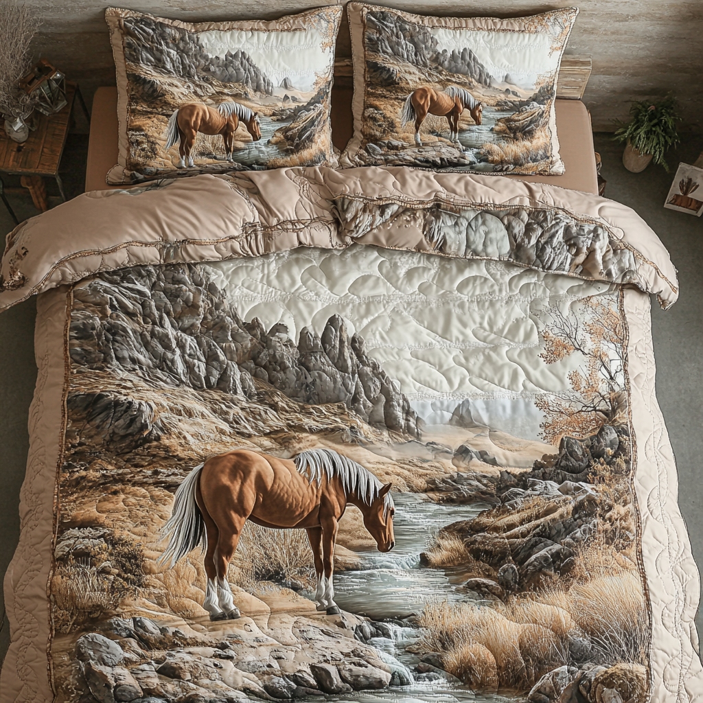 Freedom Ride Quilted Bedding Set Bed Room Decoration Christmas Presents For Horse Lovers