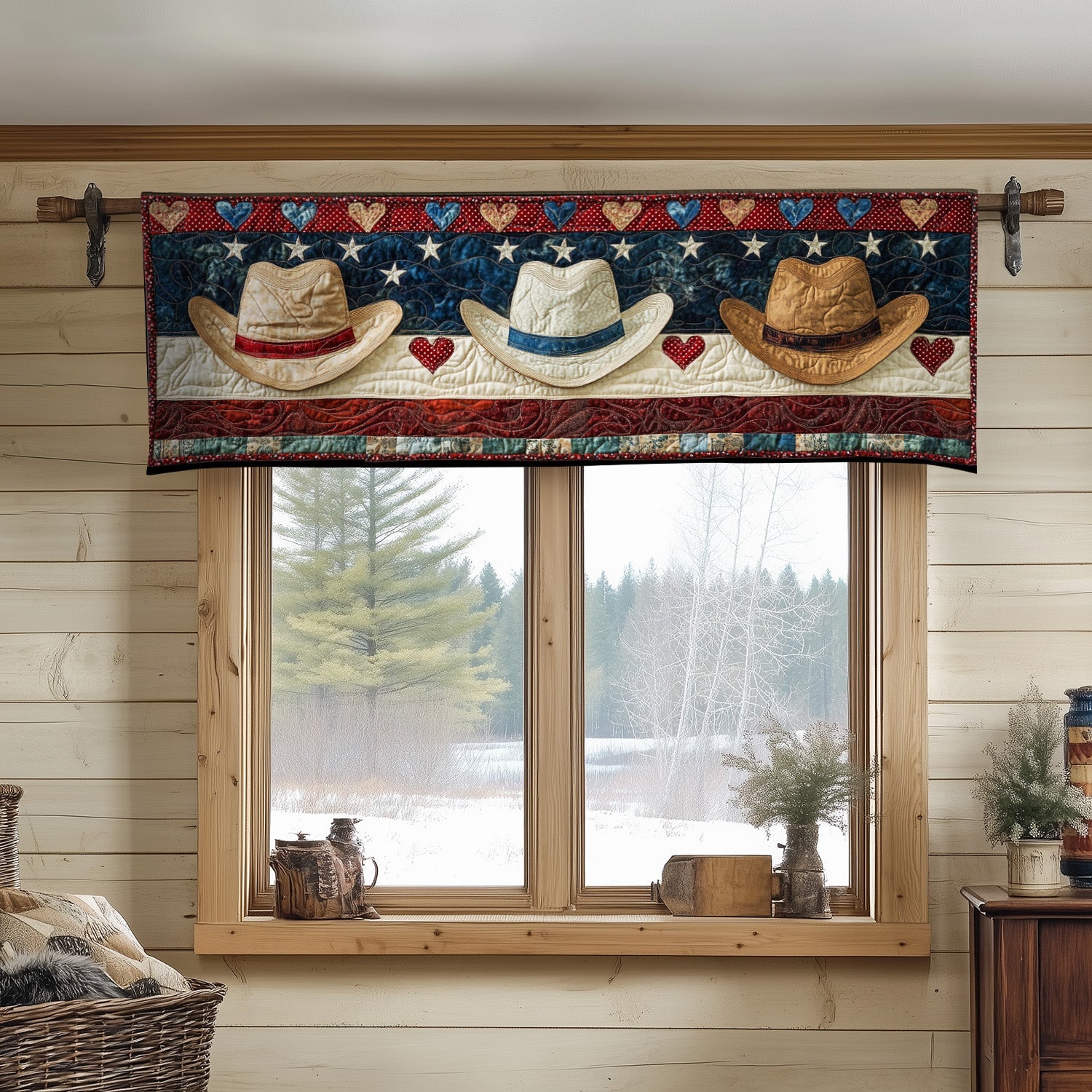 Freedom Rides Tall Quilted Valance Patriotic Valances Useful Gifts For Dad