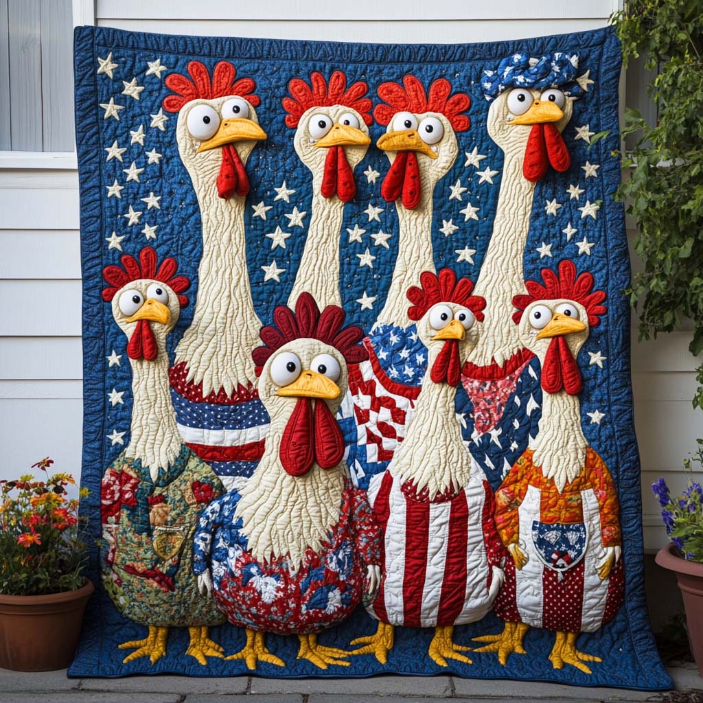 Freedom Rooster Crew Quilted Blanket Best Couch Throw Blanket Patriotic Christmas Gifts