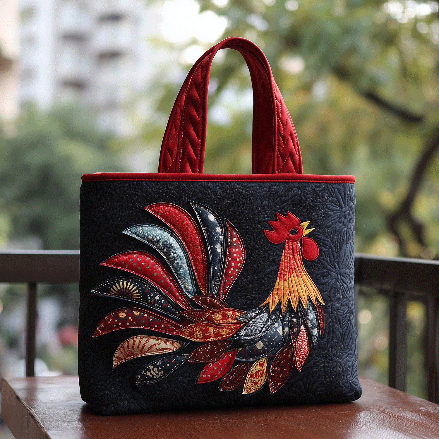 Freedom Rooster Quilted Tote Bag Gifts For Farmer
