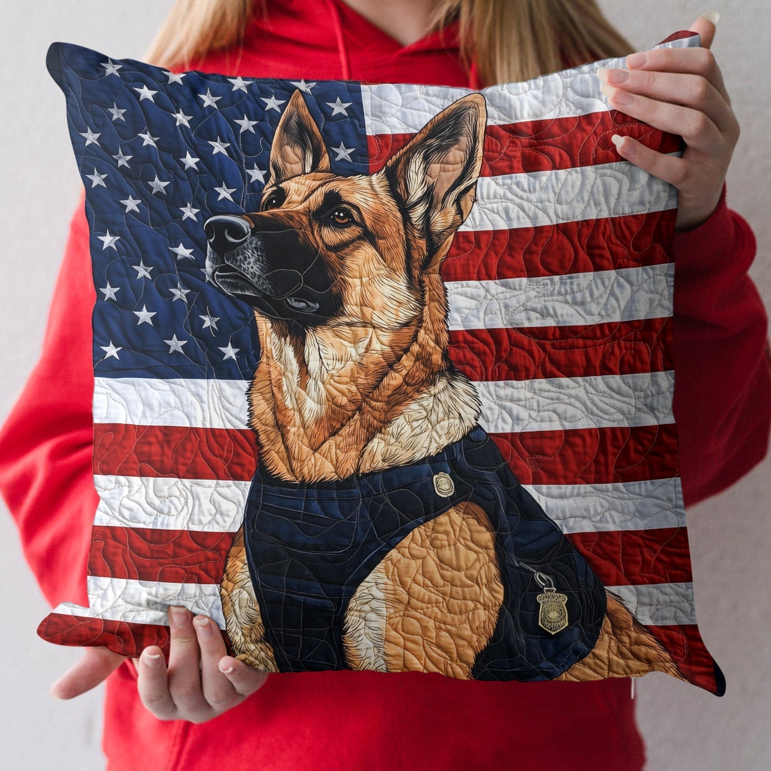 Freedom Shepherd Quilted Pillow Case Festive Holiday Throw Pillow