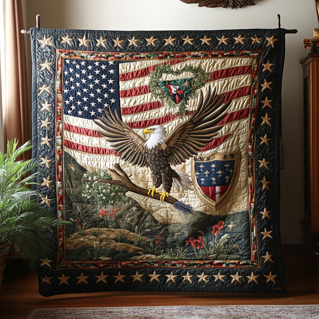 Freedom Soars Quilted Blanket Cool Throw Blanket Best Christian Christmas Gifts