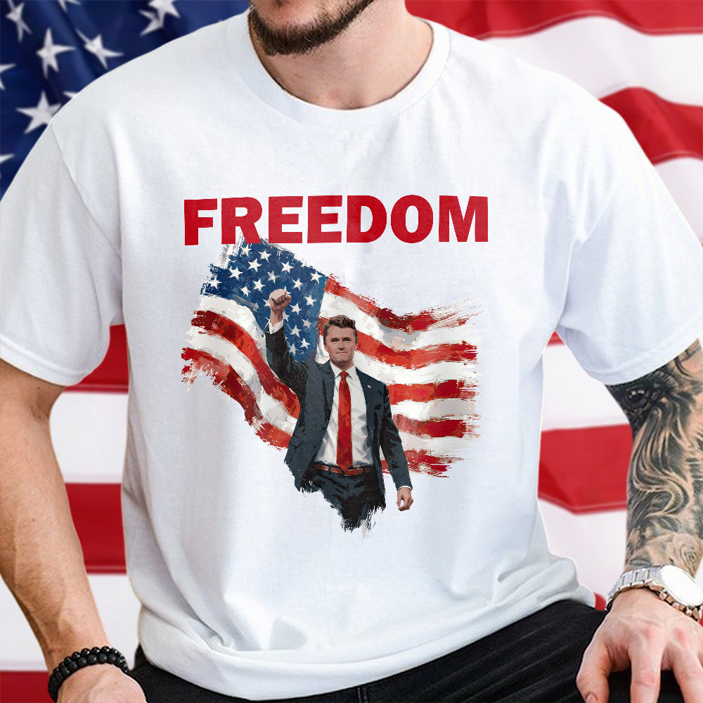 Freedom Stand With Charlie Kirk Bright Shirt Gift for Charlie Kirk Supporters