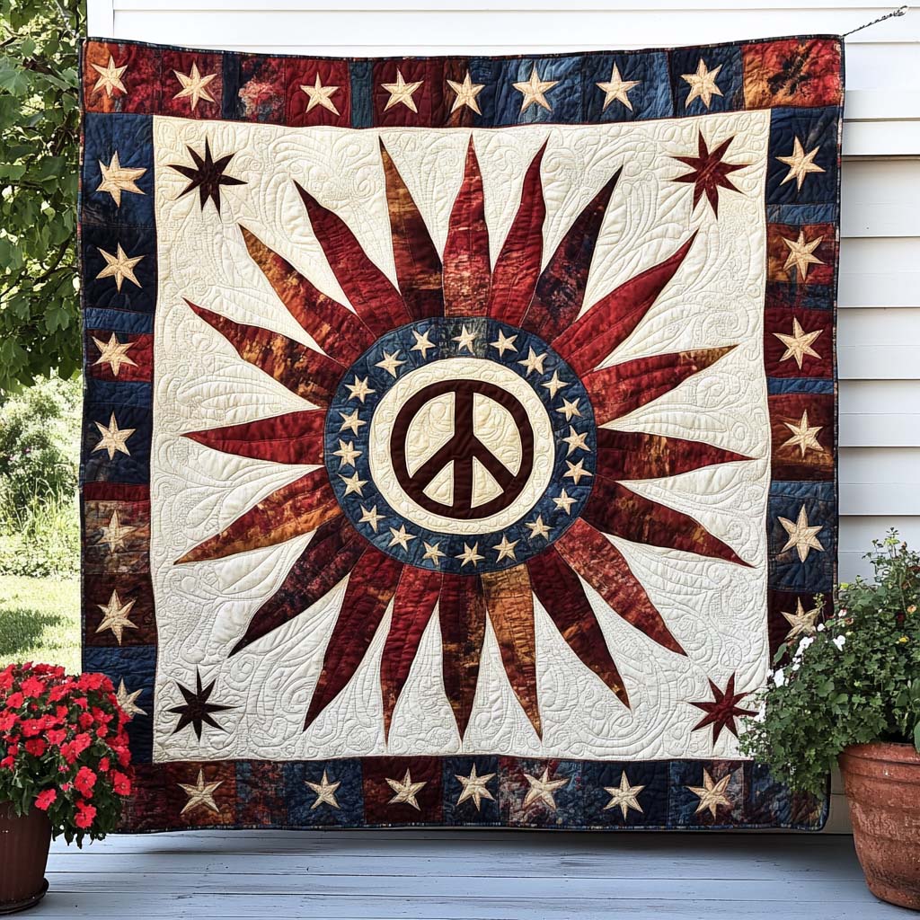 Freedom Sunburst Quilted Blanket Best Couch Throw Blanket Hippie Gifts For Women